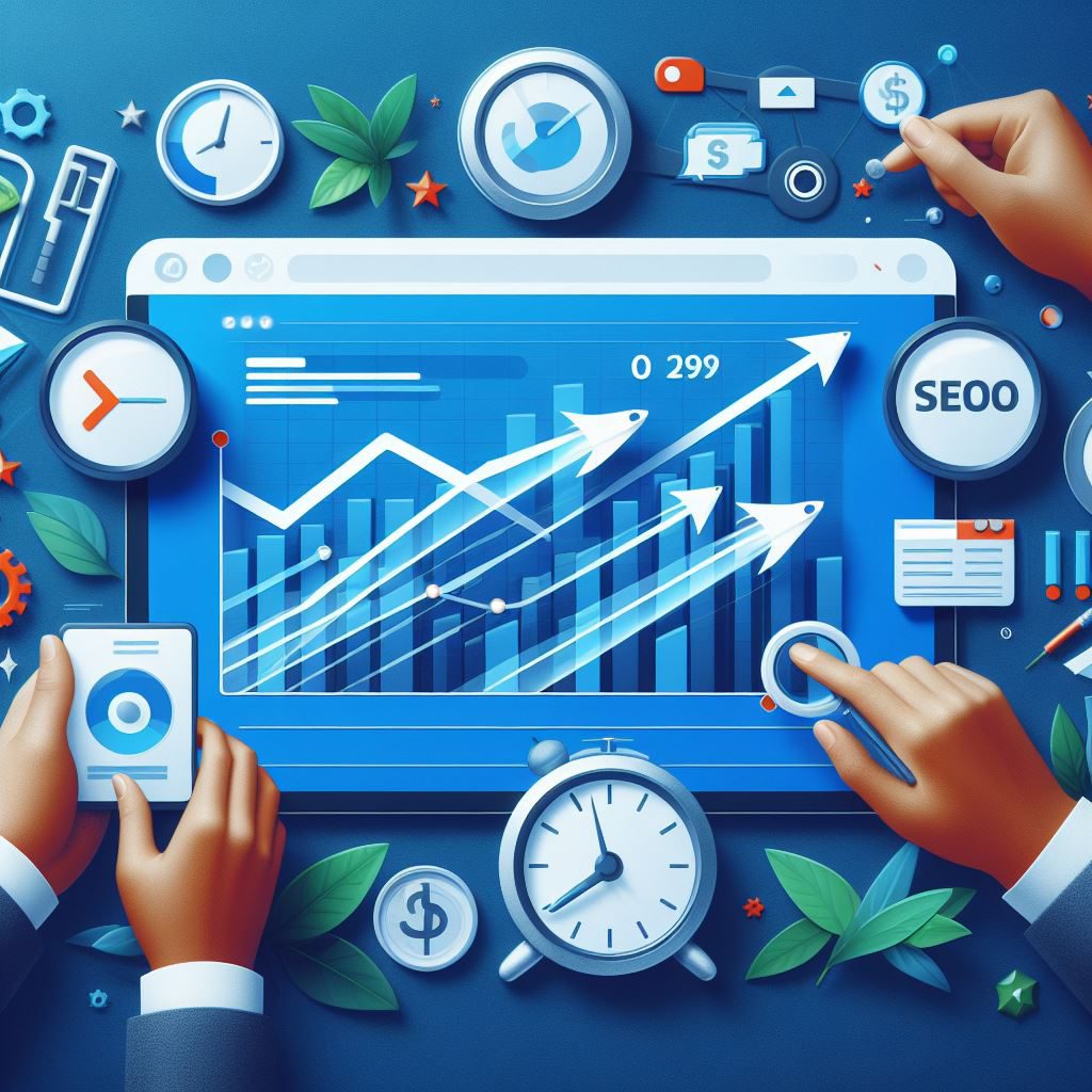 hands holding devices and a graph